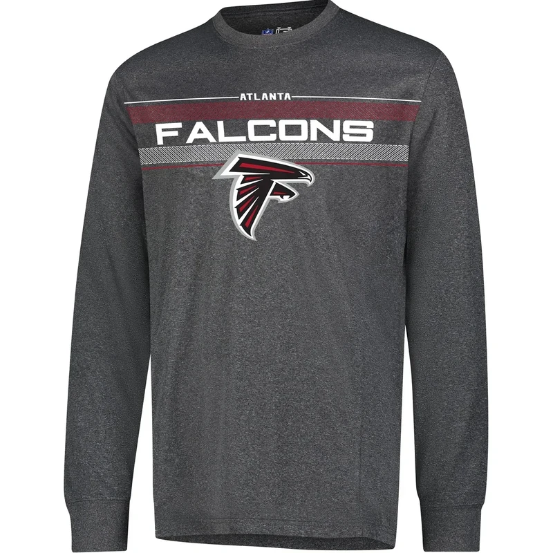 Ultra Game NFL Official Adults Super Soft Game Day Long Sleeve T-Shirt - Unisex, Atlanta Falcons, Heather Charcoal 24, X-Large