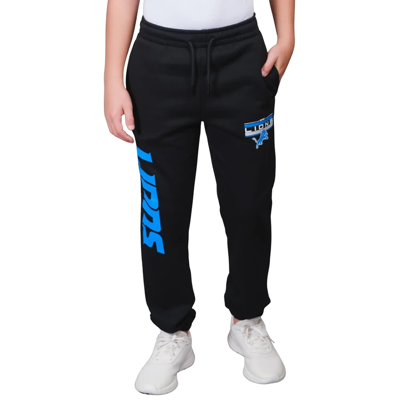 Ultra Game NFL Official Youth Super Soft Game Day Jogger Sweatpants, Detroit Lions, Black, 10-12
