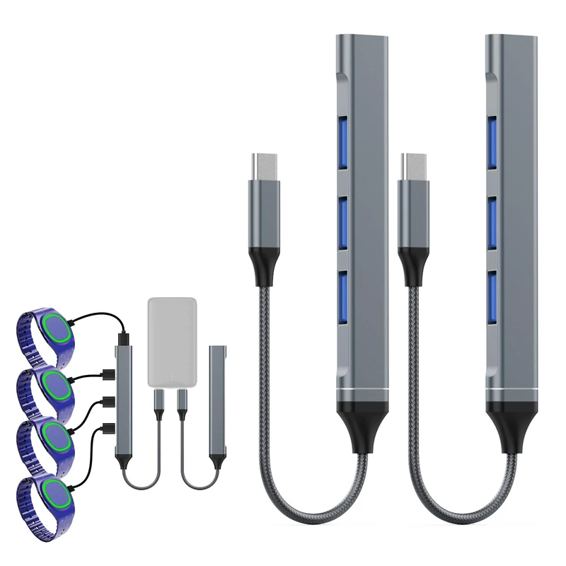 Charging Hub USB C 2PCS for MagicBand+ Plus Magic Band, 4-in-1 Multicharger Compatible with MagicBand Plus Official & Replacement Chargers, Disneyland Accessories Disney-World Essentials