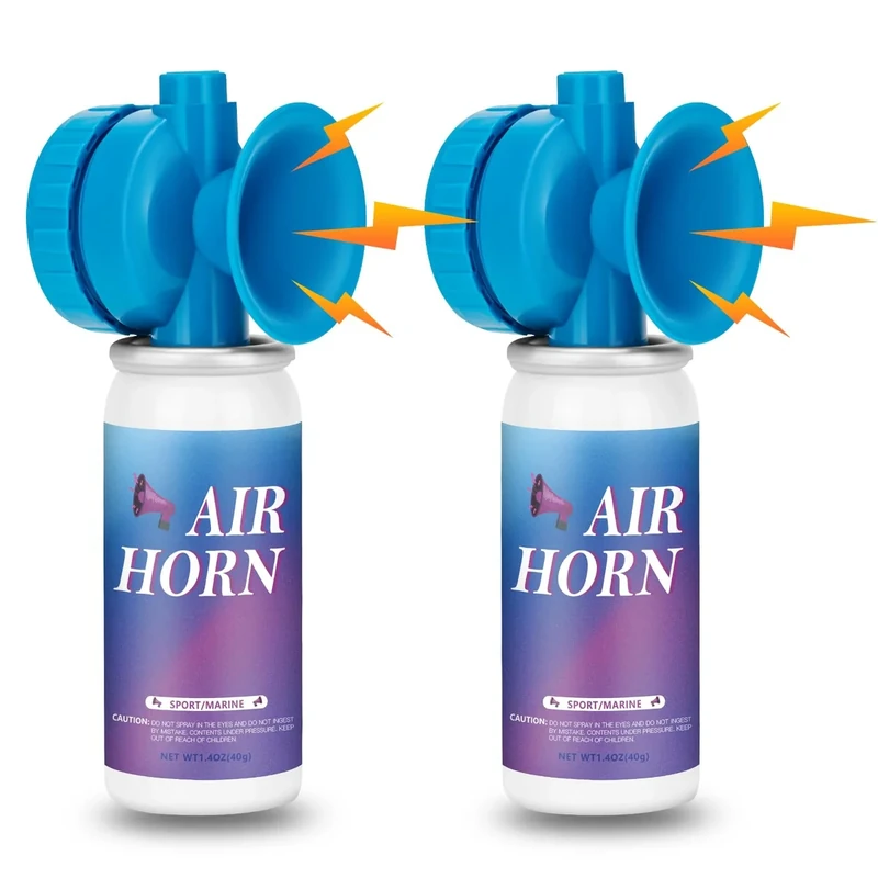 2 Pack Air Horn Can for Boating，Air Horn Can for Safety Loud Marine Air Horns Can 1.4oz Mini Small Handheld Air Horns for Sporting Events Emergency Use Camping Hiking Outdoor