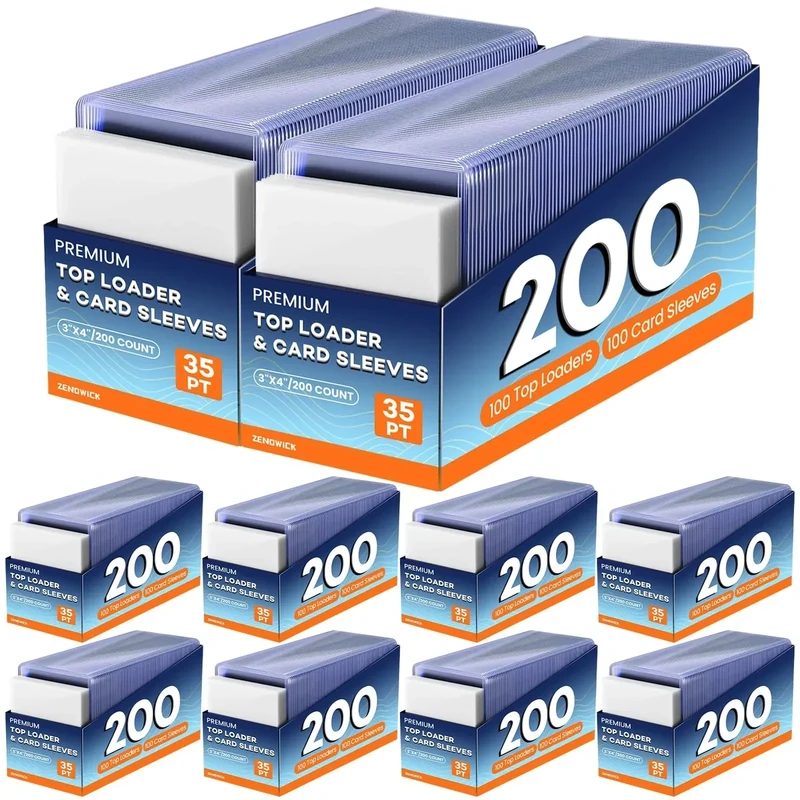 2000 Card Sleeves Top Loaders for Cards, 3" x 4" Hard Plastic Toploaders, Baseball Card Protectors, Trading Card Holder for Football Sports Cards (1000 Toploaders + 1000 Penny Sleeves)