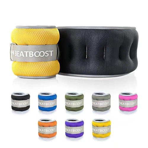 Ankle Wrist Weights for Women Men A Pair of 6 Lbs BeatBoost Arm Leg Weight Set with Adjustable Straps for Walking Pilates Exercise Workout Gym Aerobics Yellow