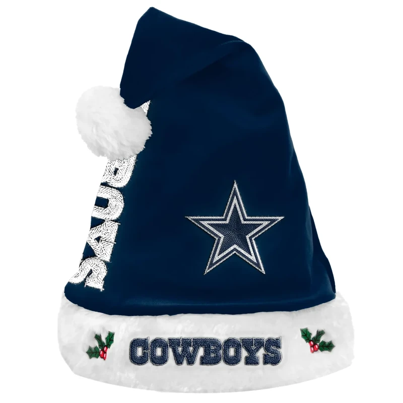 FOCO NFL Unisex-Adult Official Primary Logo Holiday Santa Hat (US, Alpha, One Size, Dallas Cowboys)