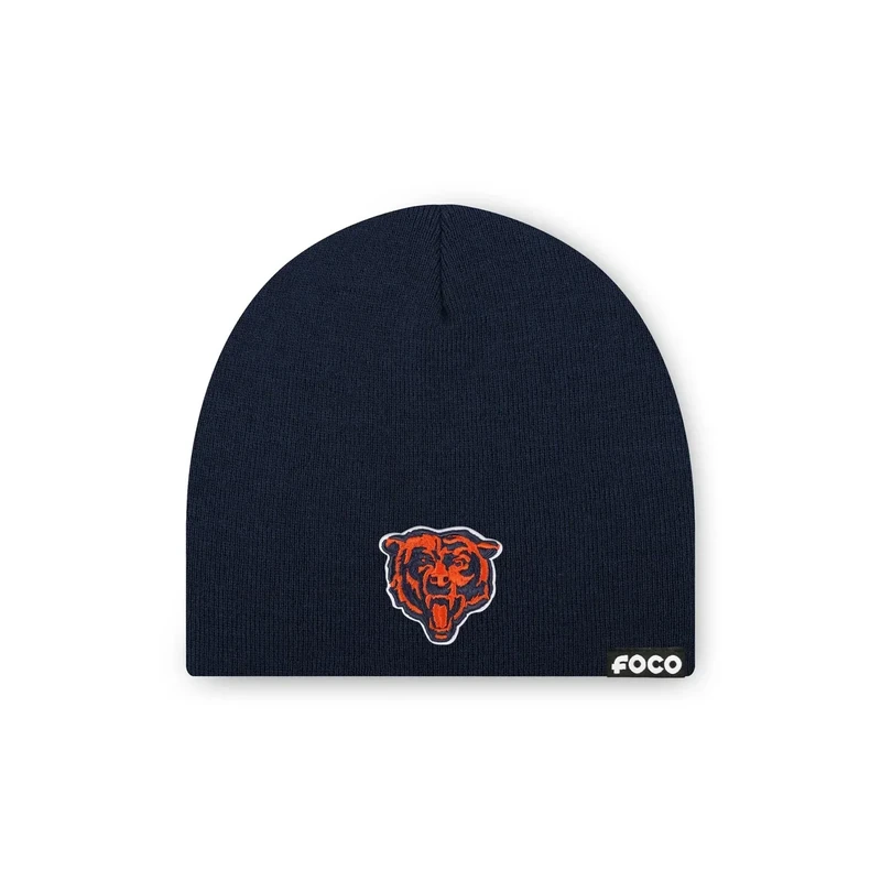 FOCO Men's Chicago Bears NFL Logo Basic Skull Beanie Hat, Team Color