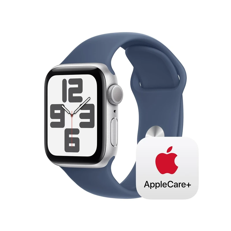 Apple Watch SE (2nd Gen) [GPS 40mm] Smartwatch with Silver Aluminium Case with Denim Sport Band M/L. Fitness and Sleep Trackers, Crash Detection, Heart Rate Monitor, Retina Display
