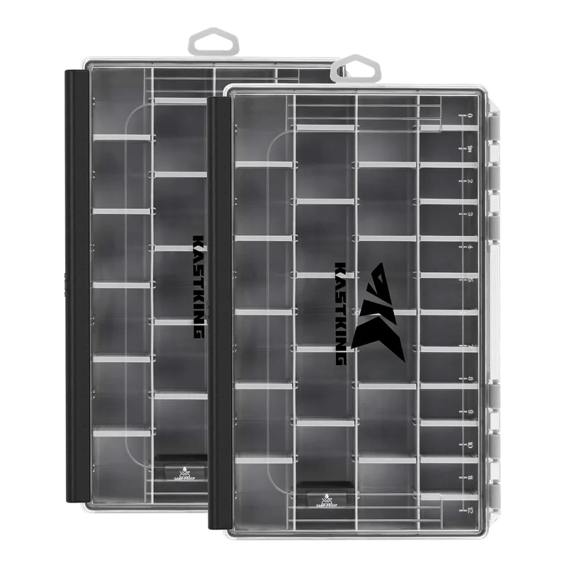 KastKing HyperSeal Waterproof Tackle Box, 3600 and 3700 Tackle Trays, Fishing Tackle Box Organizer with Removable Dividers, Lure Box and Terminal Tackle Storage,Black
