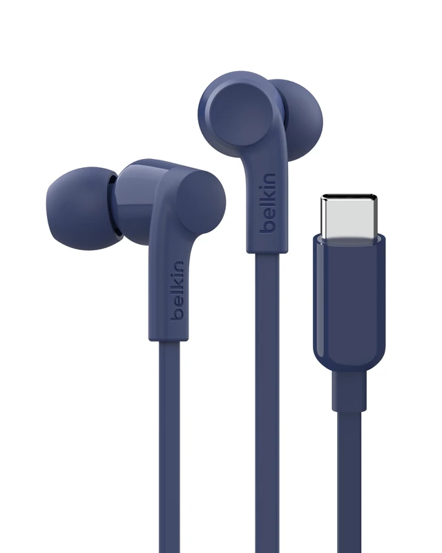 Belkin SoundForm USB-C Wired Earbuds - Blue, 5 Ear Tips, 85dB Limit