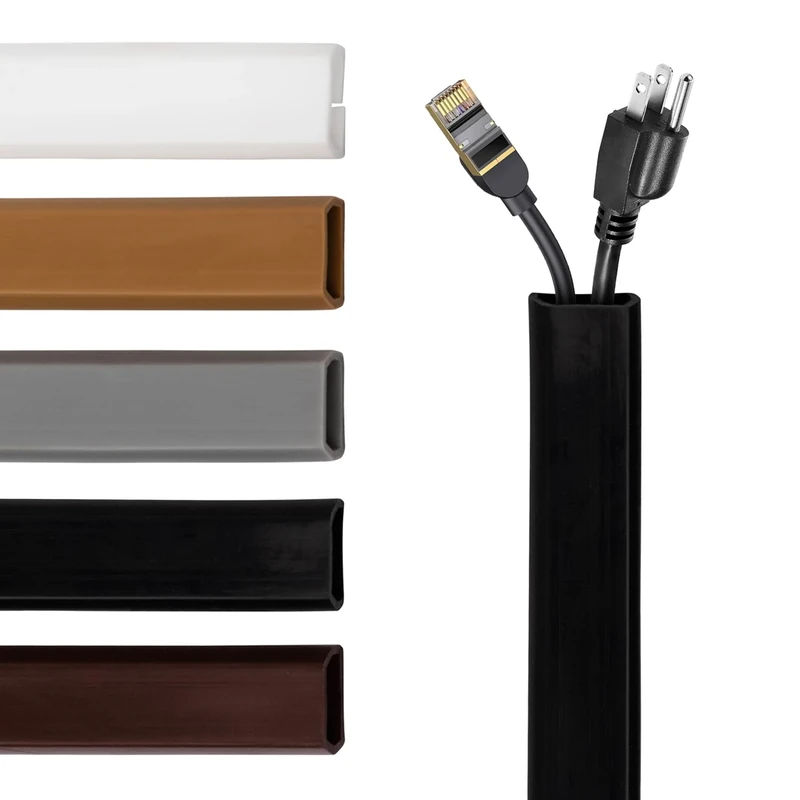 Rubber Bond TV Cord Hider - 10ft Self Adhesive Cable Protector, Black