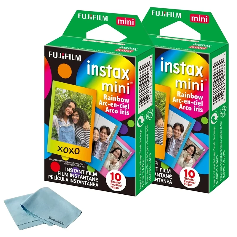 Fujifilm Instax Mini Rainbow Film 20 Sheets + Cleaning Cloth - Prints