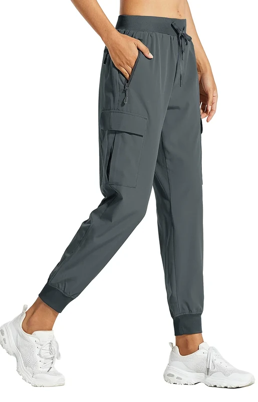 Libin Women's Cargo Joggers Lightweight Quick Dry Hiking Pants Athletic Lounge Casual Travel Tall, Steel Gray XS