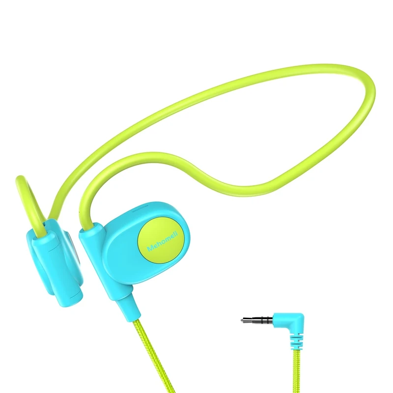 Mehomeli Kids Open-Ear Air Headphones - 3.5mm Wired, Blue/Green