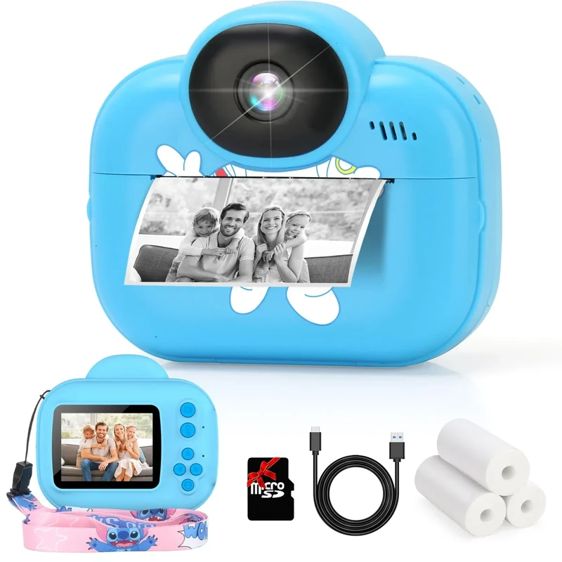 Kids Camera Instant Print,Trayoo Kids Digital Camera Instant, Portable Kids Camera Christmas Birthday Girls for 3 4 5 6 7 8 9 10 Year Old (Blue)