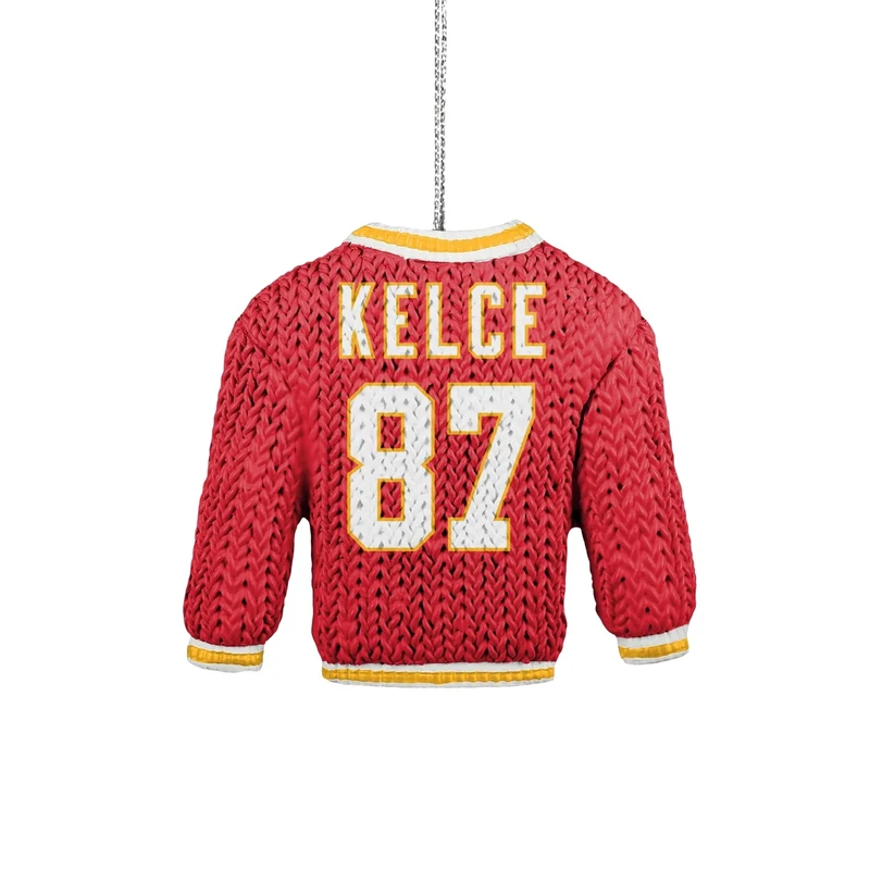 FOCO - NFL Football Holiday Sweater Resin Xmas Christmas Tree Hanging Ornament (Kansas City Chiefs - Travis Kelce)