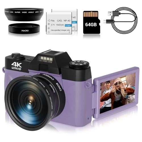 SMARTKLIK 48MP 4K Camera - 16X Zoom, 3" Flip Screen, WiFi, 2 Batteries
