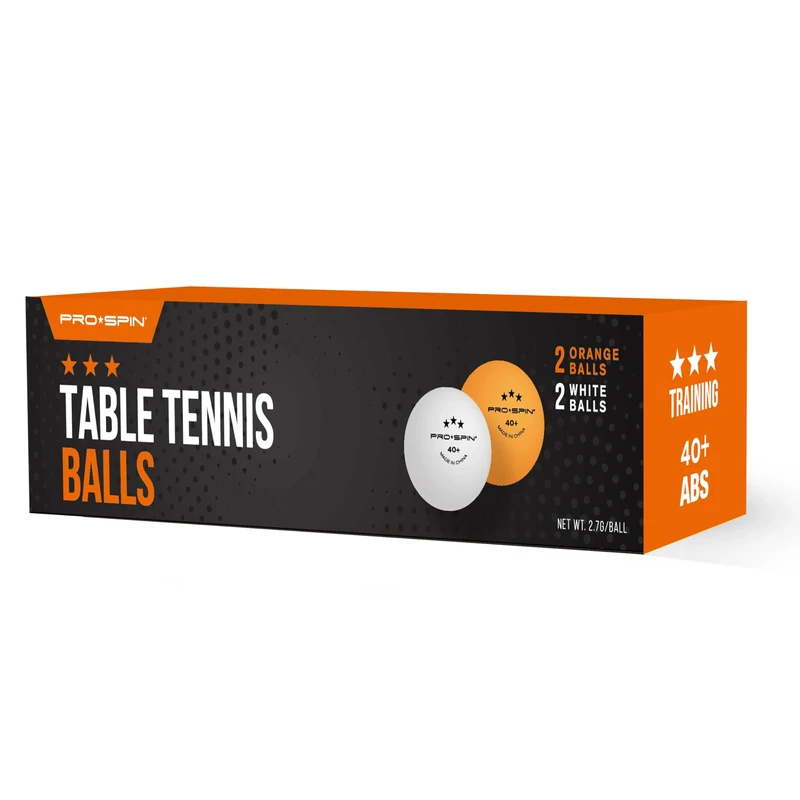 PRO-SPIN Ping Pong Balls - 3-Star Premium Table Tennis Balls | High-Performance 40+ ABS Professional Quality | Ultimate Durability for Indoor & Outdoor Ping Pong Tables (White/Orange, 4-Pack)