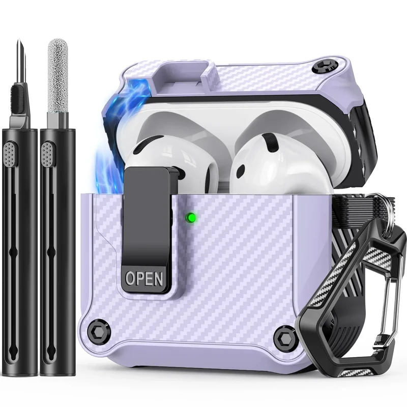 Inesore AirPods 4 Case with Cleaner Kit - Auto Snap Switch Secure