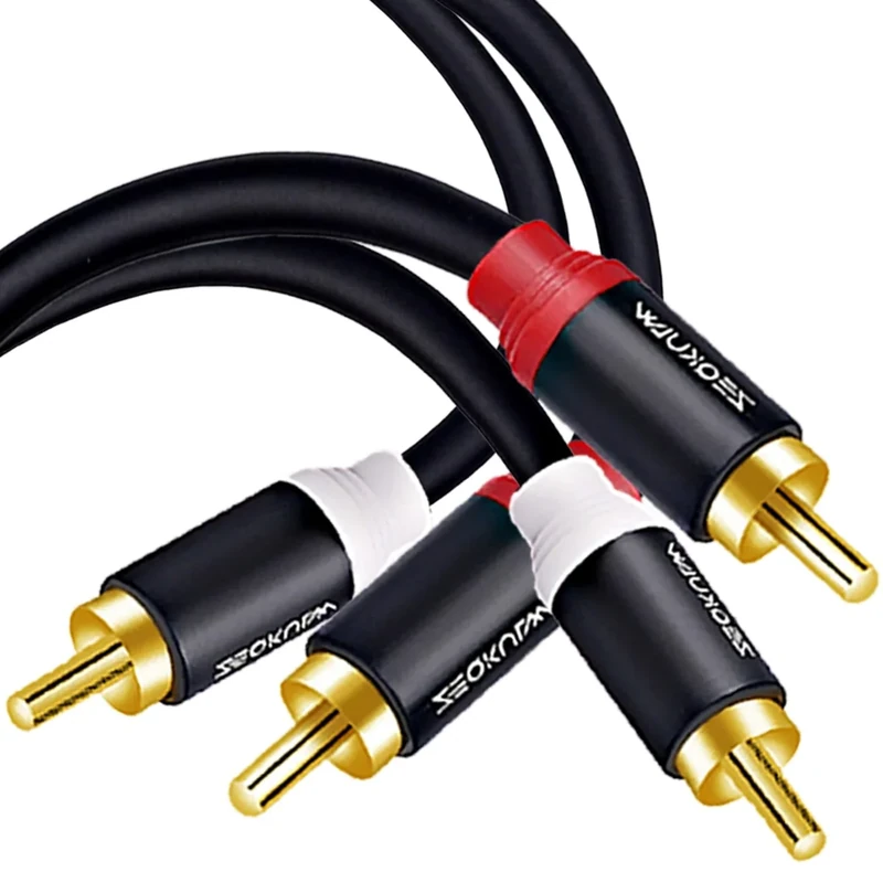 ZEQKULW RCA Audio Cable 10 ft 2RCA Male to Male Stereo Audio RCA Cables Dual Shielded Gold-Plated 2 RCA Stereo Cable for car Audio Video Cord, Hi-Fi Systems or Home Theater, HDTV(1, Black,10FT)