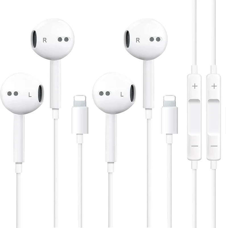 Headphones for iPhone Wired Earbuds 2 Pack with Built-in Microphone & Volume Control, Nosie Reduction Earphones Compatible with iPhone 14/13/12/11 Pro Max/Xs Max/XR/X/7/8 Plus