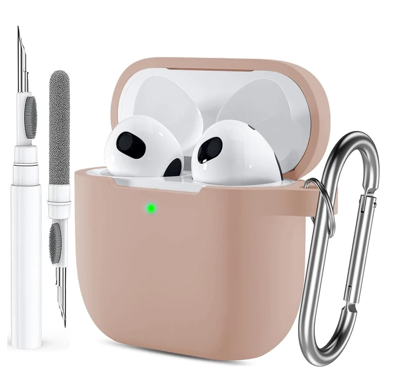 Case for Airpods 4 Gen Cover for Men Women Girl, Compatible Airpods 4th Generation Case, Soft Silicone Apple iPod 4th Gen Protective Cover Skin with Keychain Cleaner Pen, Milk Tea
