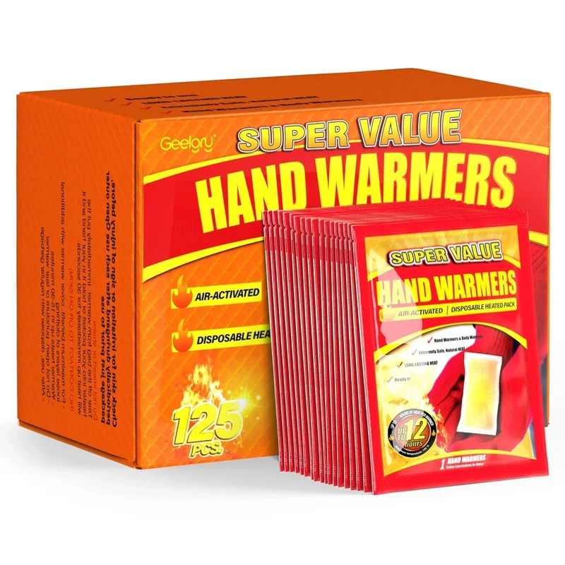 Hand Warmers Disposable 125Pcs, Long-Lasting Up to 12 Hours for Warm Body, Safe Portable Hand Warmers for Hand and Foot, Heater for Camping, Fishing, Winter for Women Men Mom Dad