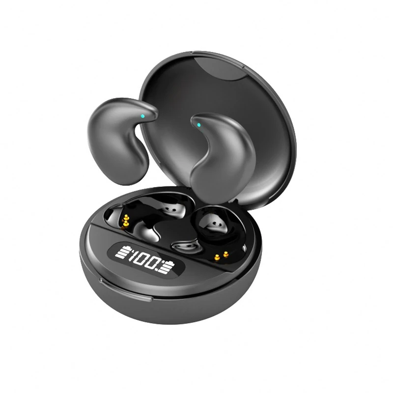 Nsiucion Wireless Sleep Earbuds, Comfortable Invisible Mini Sleeping Headphones for Side Sleepers, Noise Cancelling IPX4 Waterproof Bluetooth 5.3 Earphones for Sleeping Running Workouts (Black)