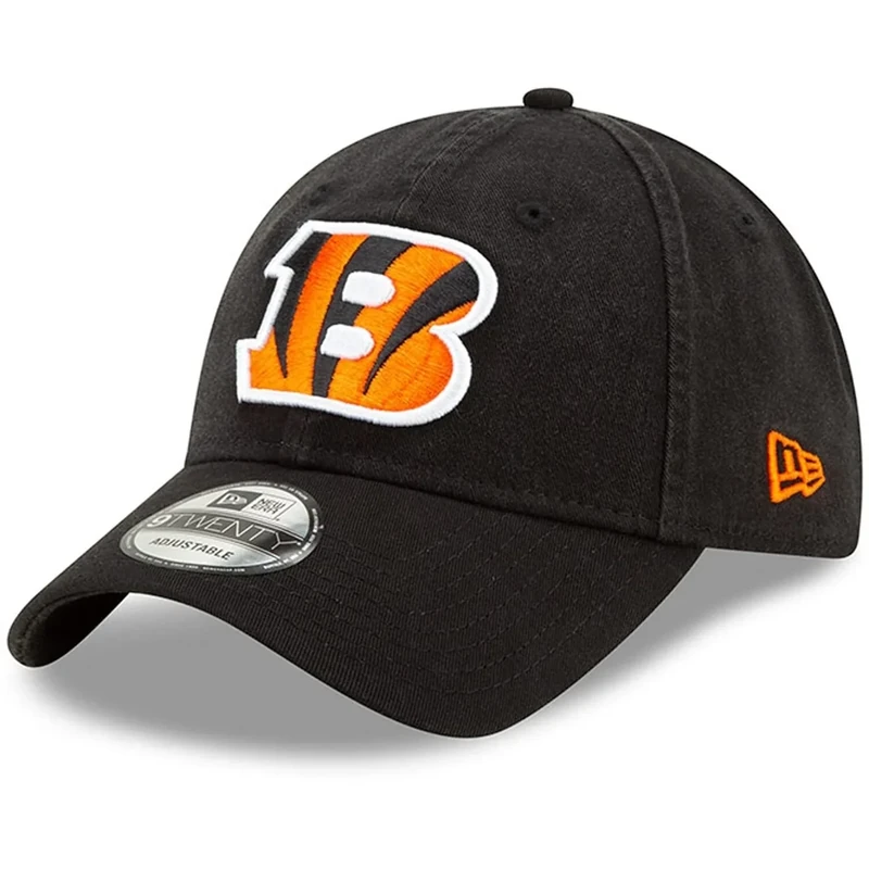 New Era NFL Core Classic 9TWENTY Team Color Adjustable Hat Cap One Size Fits All (US, Alpha, One Size, Cincinnati Bengals Black, Cincinnati Bengals)