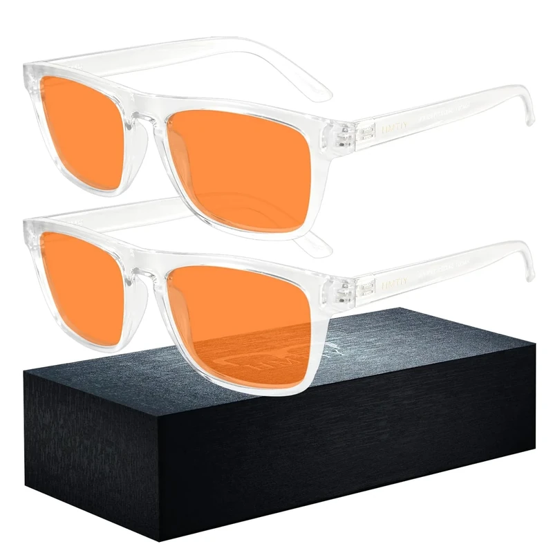 HMITY 2 pack 99% Blue Light Glasses Men Woman, Computer Gaming Glasses for Men, Blue Light Filtering Amber Lenses Anti-Fatigue & Eye Strain(A1 All Transparent)