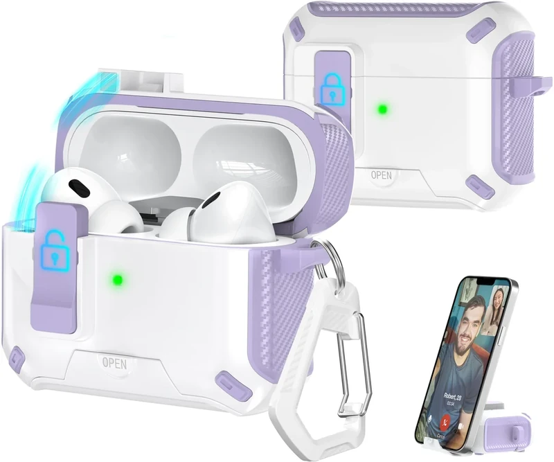 R-fun AirPods Pro 2 & 1 Gen Case - Dust Guard, Stand, Drop Proof