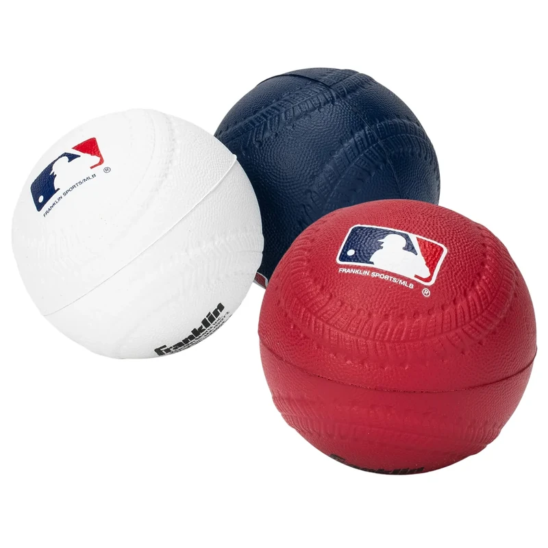 Franklin Sports MLB Kids Soft Foam Baseballs - (3) Official Size Soft Foam Practice Baseballs for Kids - Perfect for Hitting and Indoor or Outdoor Play - 3 Pack - Official MLB Licensed Product