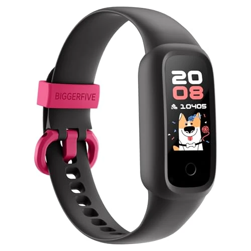 BIGGERFIVE Vigor 2 L Kids Fitness Tracker Watch for Boys Girls Ages 5-15, Activity Tracker, Heart Rate Sleep Monitor, IP68 Waterproof, Pedometer, Calorie Step Counter Watch, Ink Black