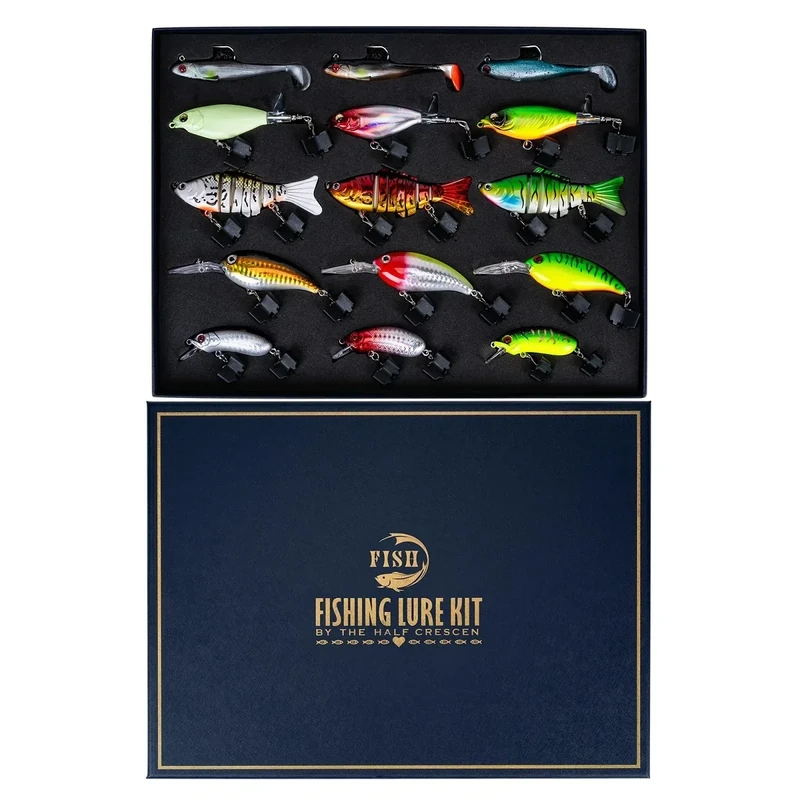 HALF CRESCEN Fishing Lures Kit for Diving Bass/Trout/Pike with Lifelike Action, Fishing Gear Set for 2025 Xmas(Gift Box 2)