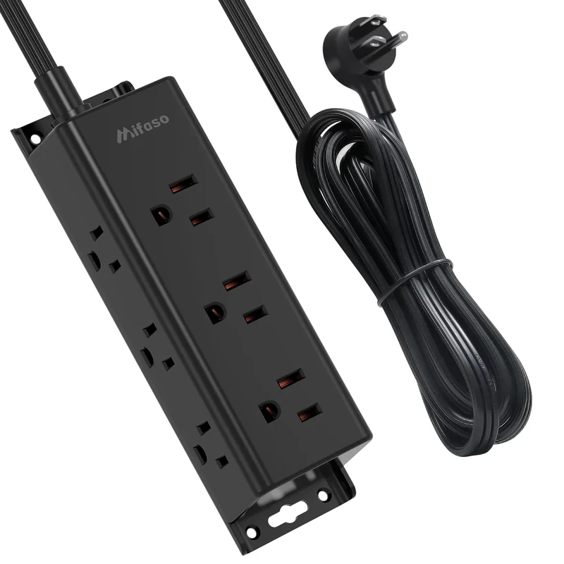 Surge Protector Power Strip - 9 Widely Spaced Multi Outlets, Wall Mount, 3 Side Outlet Extender with Extension Cord, Flat Plug, Overload Protection, Home Office Dorm Room Essentials (15FT, Black)