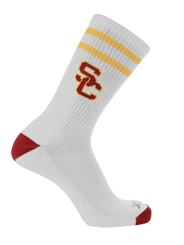 TCK USC Trojans Socks Vintage Soft Cotton Sock with Stripes – NCAA Licensed | Cardinal & Gold University of Southern California | College Fan Gameday Apparel for Men & Women | Men's & Women's (Large)
