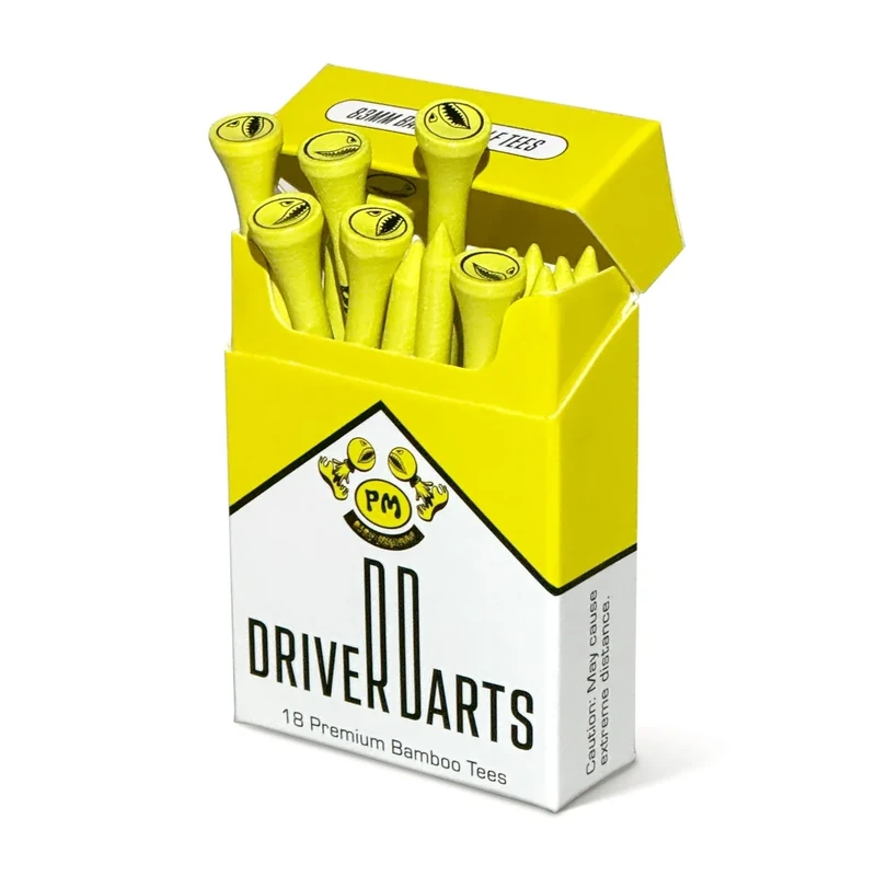 Driver Darts by P*ss Missile, Premium Bamboo Wood Golf Tees, 18 Count, 3.25" (83mm) Tee Length - Iconic Packging Style and Cool Organization - Fun Gift Ideas for Golfers