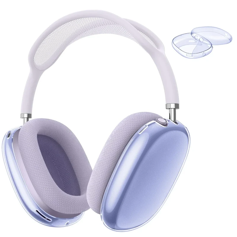 Fintie Case Cover for AirPods Max Headphone, Soft TPU Clear Anti-Scratch Protective Cover, Transparent Accessories Skin Protector for Airpods Max (Clear Purple)