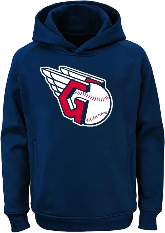 Outerstuff MLB Youth 8-20 Team Color Polyester Performance Primary Logo Pullover Sweatshirt Hoodie - Cleveland Guardians Navy X-Large 18-20