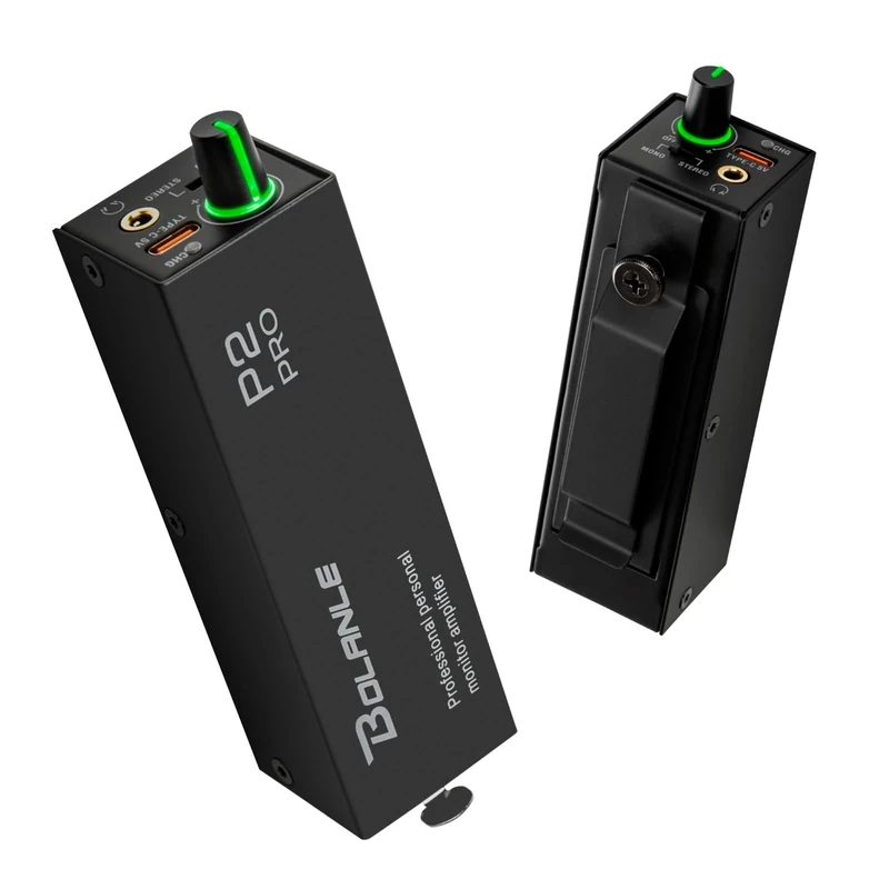 P2 USB C Portable in Ear Monitor Amplifier, Headphone Amp with XLR and TRS Input 3.5mm Output, Headphone Amplifier with Stereo/Mono Switch for Keyboardists, Drummers, Guitar (Single Channel-Black)