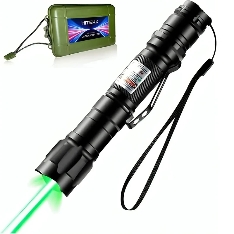 HITEKK High Power Green Laser Pointer | Tactical Long Range Green Laser Pointer | Single Press On/Off Tactical Lazer Pointer | Rechargeable Lazer Pointer and Carrying Case