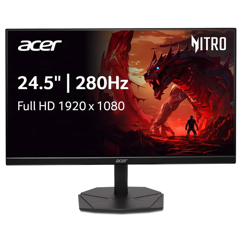 acer Nitro 24.5 Inch Full HD 1920 x 1080 ZeroFrame Design PC Gaming Monitor | AMD FreeSync Premium | Up to 280Hz Refresh | 1ms (VRB) | One Display Port 1.4 and Two HDMI 2.0 Ports | KG251Q Z1biip