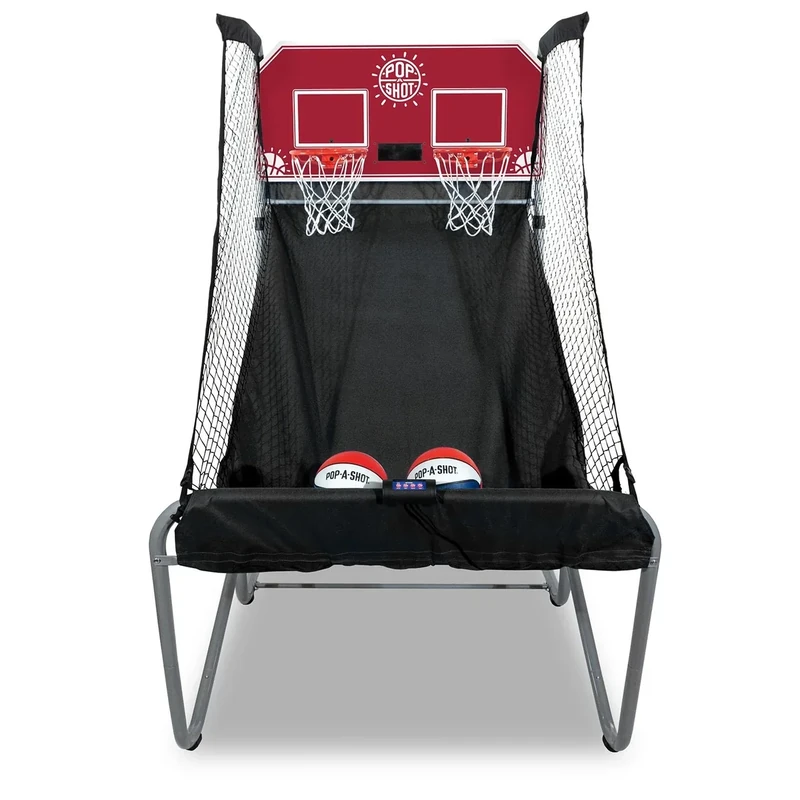 Pop-A-Shot - Home Dual Shot | Arcade Basketball Fun at Home | Infrared Sensor Scoring | 16 Game Modes | 7 Balls | Foldable Storage | for All Players (Red)
