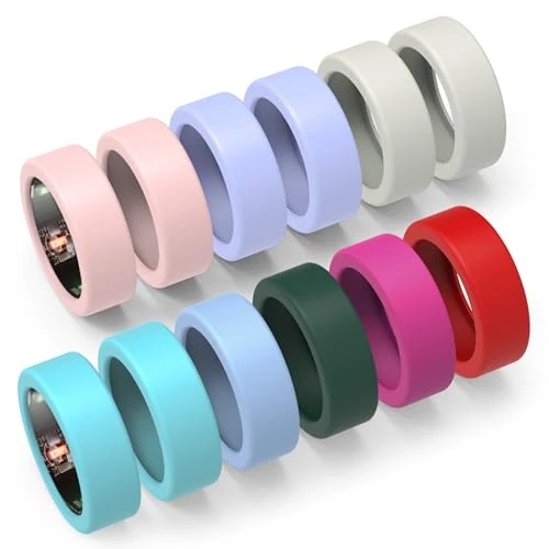 YWXTW [12 Pack] Cover for Oura Ring 3/4 Ceramic, Samsung & Ultrahuman Ring, [Upgraded Anti-Slip Design] Diamond Texture Anti-Scratch Silicone Protector for Men/Women, Group 3 S for 6/7/8/9/10