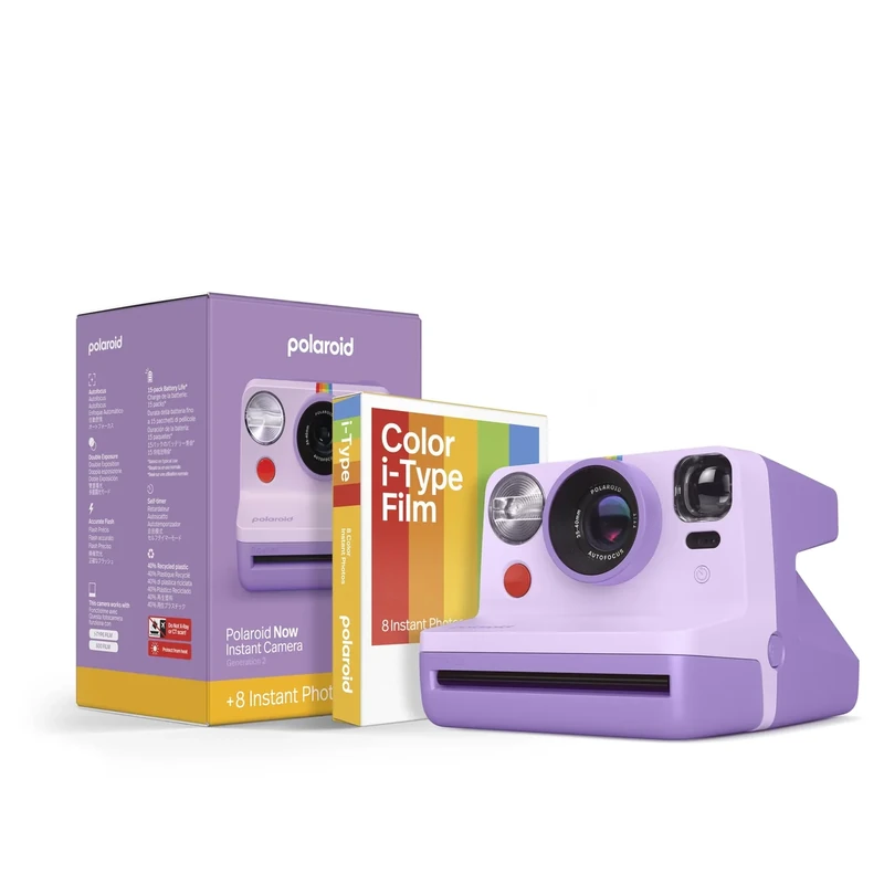 Polaroid Now 2nd Gen i-Type Instant Camera + 8 Pack Film - Purple