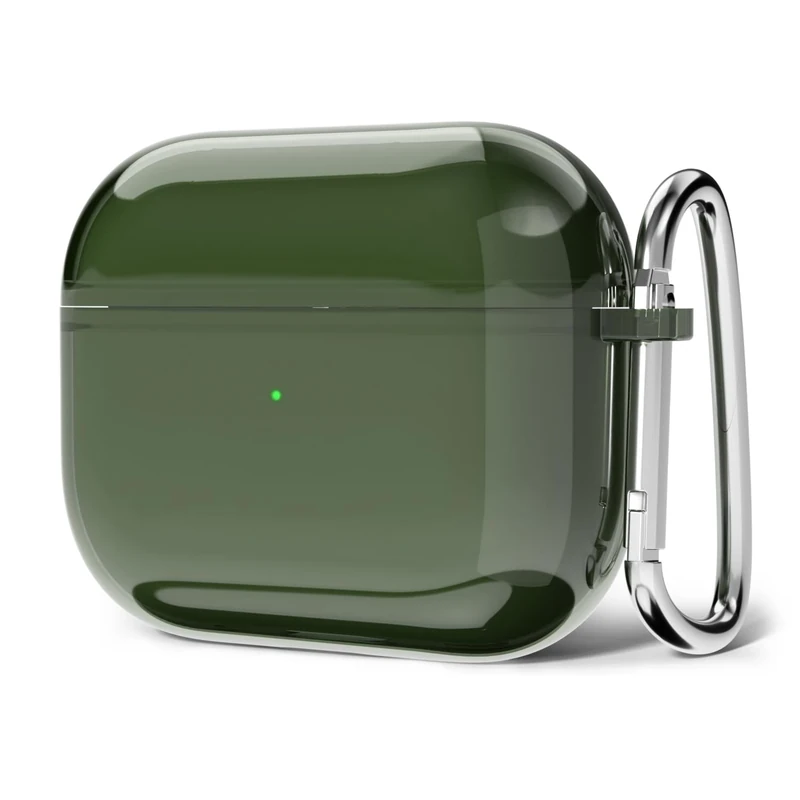 Svanove Clear Hard Plastic AirPods 4 Case with Keychain - Y2K Green