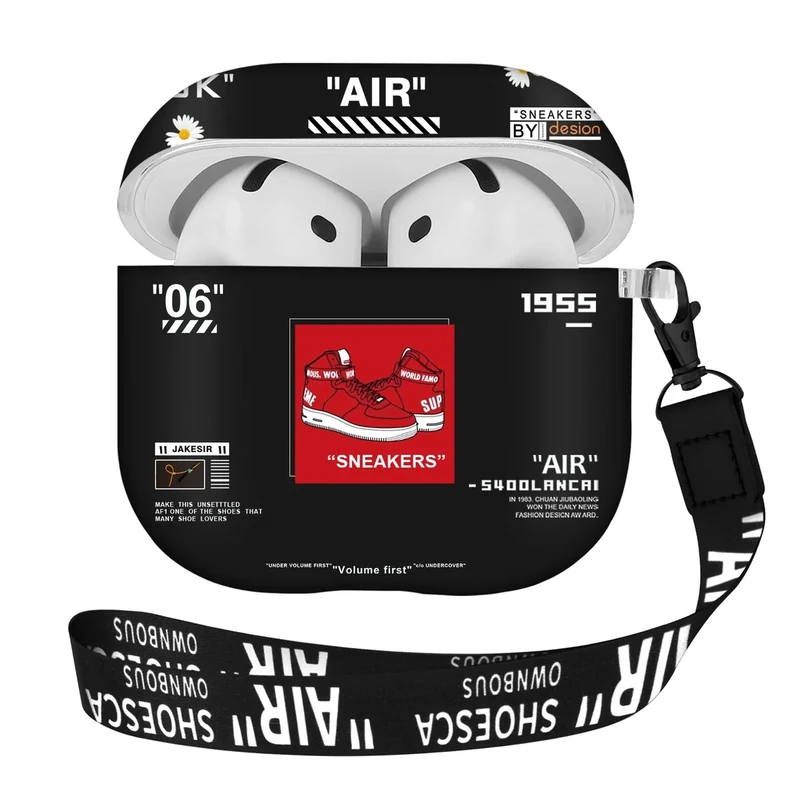 Gedicht for Apple Airpods 4th Generation Case Cover(2024), Protective TPU Soft Cases Cover Rugged for Airpods 4 Case with Lanyard & Keychain for Women Men，Red Shoe B