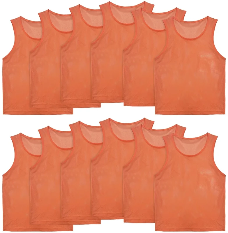 VOGRYE Pinnies Set of 12/24 Scrimmage Vests, Team Practice Sports for Child Youth/Adult, Lightweight Basketball Jersey