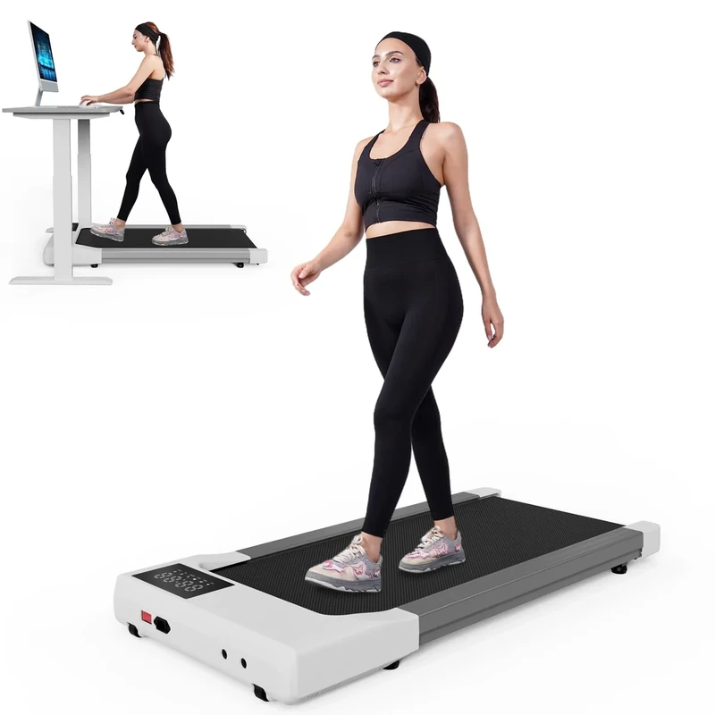 DeerRun Walking Pad Treadmill with 6% Manual Incline, Under Desk Treadmill for Home Office & Small Spaces, 0.6–3.8 MPH, 2.5 HP, 300 lb Capacity, App & Remote Control