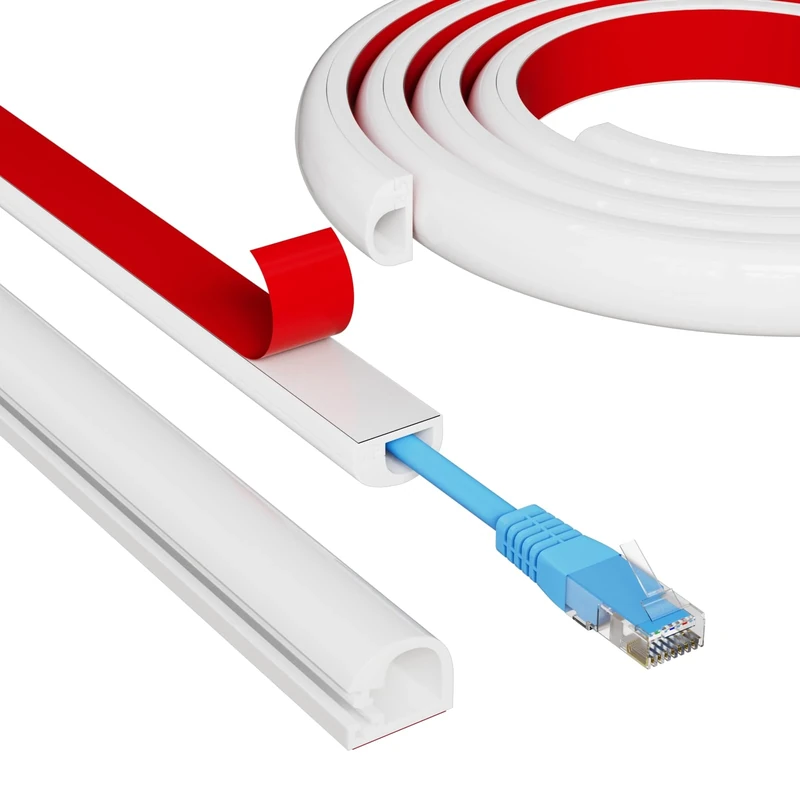 KNEELISA 78" Side Open <1/4" Cord Hider for Wall TV - White