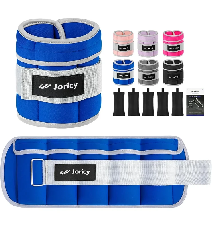 Adjustable Ankle Weights for Women Men 1 Pair 2 4 6 8 10 LBS Leg Weight Hand Arm Wrist Weights with Removable Weight, 1-5 LB Each Ankle Strength Training Weight for Gym Fitness Walking Running, Blue