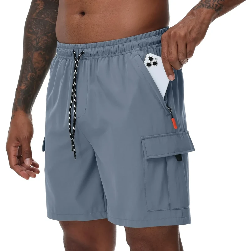 Men's Cargo Shorts Quick Dry Lightweight Stretch Hiking Shorts for Men with 5 Pockets No Lining Stone Blue