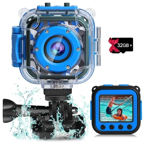 PROGRACE Kids Camera - 1080P Video, 5MP Photos, 100ft Waterproof
